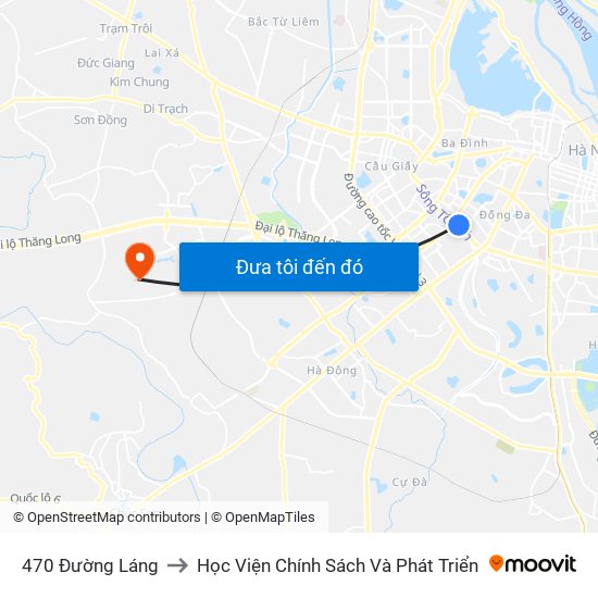 470 Đường Láng to Học Viện Chính Sách Và Phát Triển map