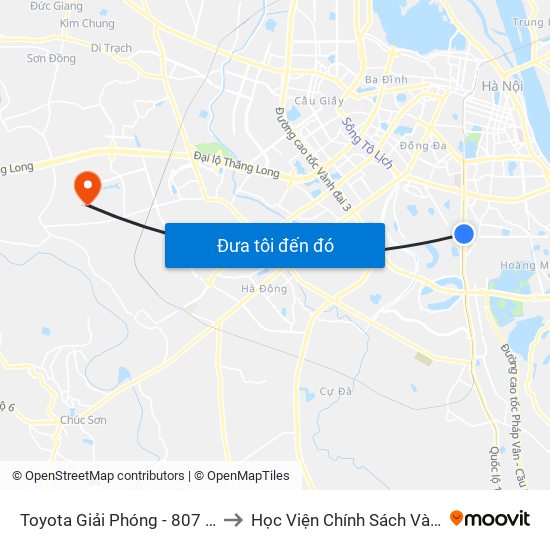 Toyota Giải Phóng - 807 Giải Phóng to Học Viện Chính Sách Và Phát Triển map