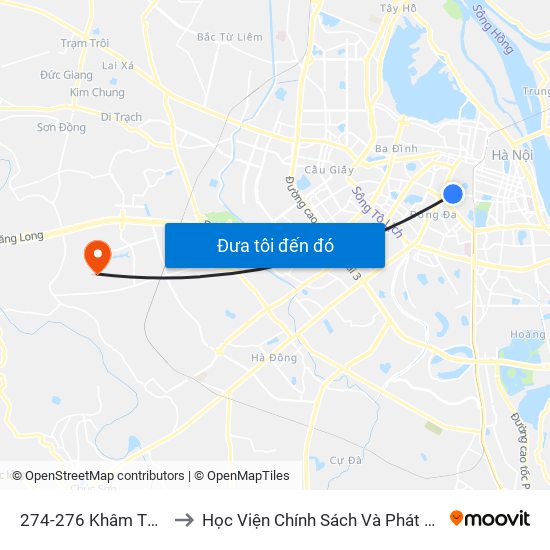 274-276 Khâm Thiên to Học Viện Chính Sách Và Phát Triển map