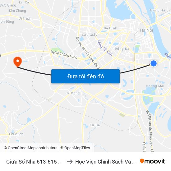 Giữa Số Nhà 613-615 Kim Ngưu to Học Viện Chính Sách Và Phát Triển map