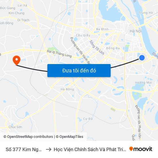 Số 377 Kim Ngưu to Học Viện Chính Sách Và Phát Triển map