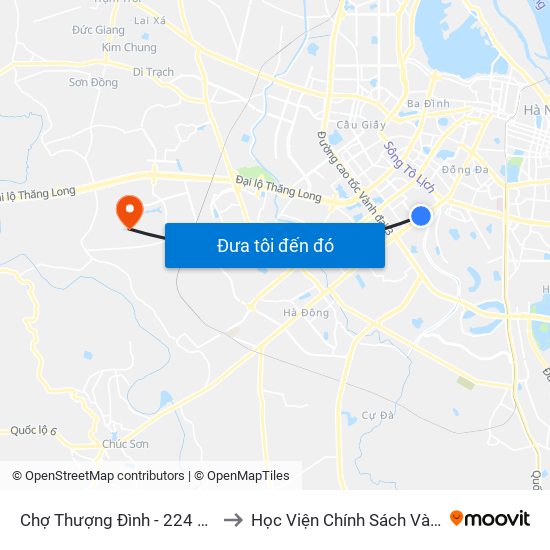 Chợ Thượng Đình - 224 Nguyễn Trãi to Học Viện Chính Sách Và Phát Triển map