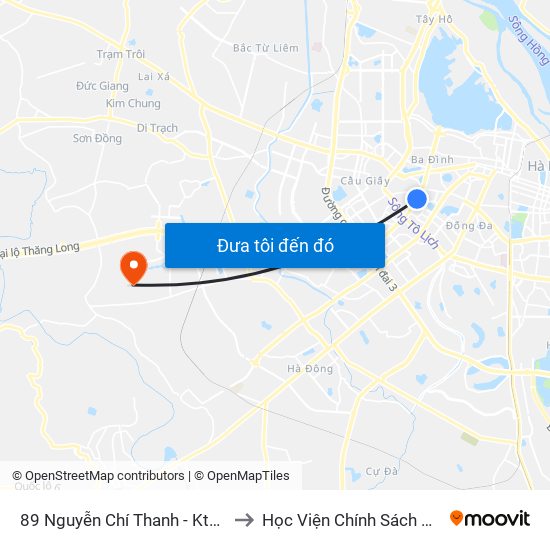 89 Nguyễn Chí Thanh - Ktx Đại Học Luật to Học Viện Chính Sách Và Phát Triển map