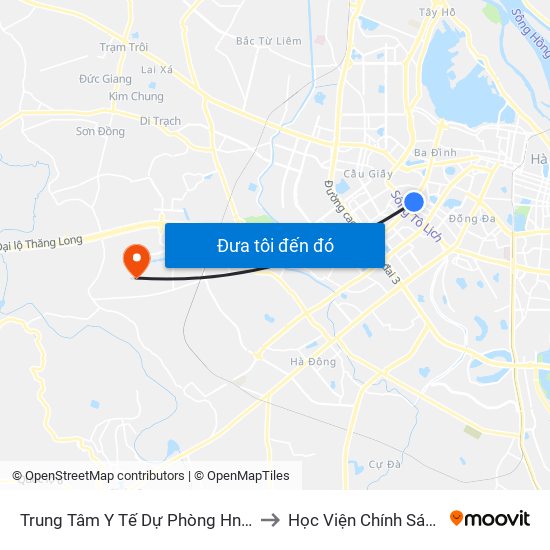 Trung Tâm Y Tế Dự Phòng Hn - 70 Nguyễn Chí Thanh to Học Viện Chính Sách Và Phát Triển map