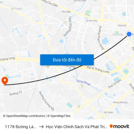 1178 Đường Láng to Học Viện Chính Sách Và Phát Triển map