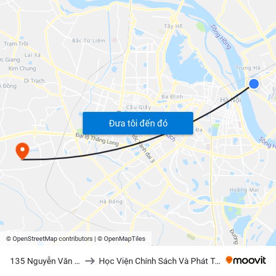 135 Nguyễn Văn Cừ to Học Viện Chính Sách Và Phát Triển map