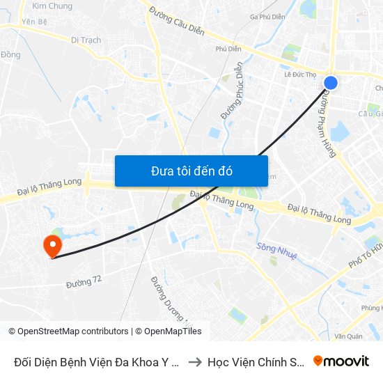 Nhà Máy Nước Mai Dịch - Phạm Hùng to Học Viện Chính Sách Và Phát Triển map