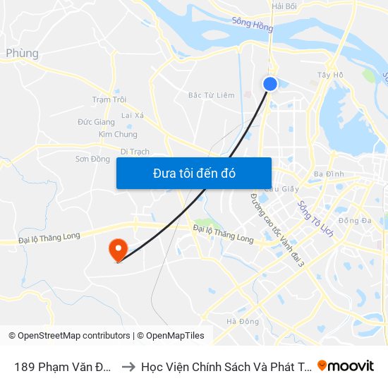 189 Phạm Văn Đồng to Học Viện Chính Sách Và Phát Triển map