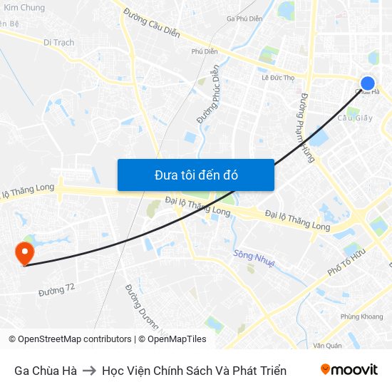 Ga Chùa Hà to Học Viện Chính Sách Và Phát Triển map