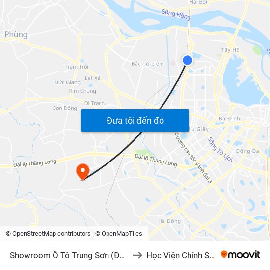 Showroom Ô Tô Trung Sơn (Đối Diện 315 Phạm Văn Đồng) to Học Viện Chính Sách Và Phát Triển map