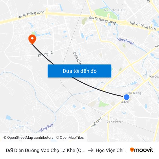 Đối Diện Đường Vào Chợ La Khê (Qua Ga Metro La Khê) - 405 Quang Trung (Hà Đông) to Học Viện Chính Sách Và Phát Triển map