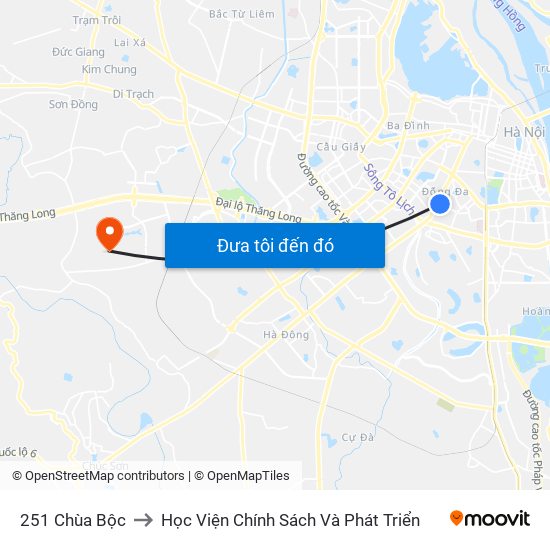 251 Chùa Bộc to Học Viện Chính Sách Và Phát Triển map