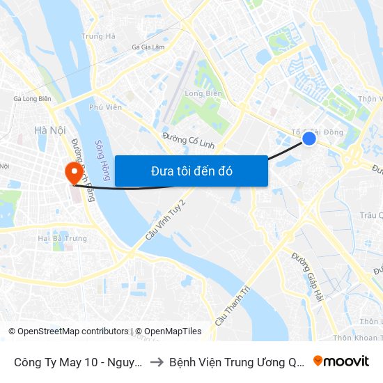 Công Ty May 10 - Nguyễn Văn Linh to Bệnh Viện Trung Ương Quân Đội 108 map