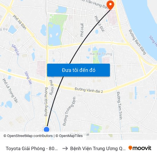 Toyota Giải Phóng - 807 Giải Phóng to Bệnh Viện Trung Ương Quân Đội 108 map