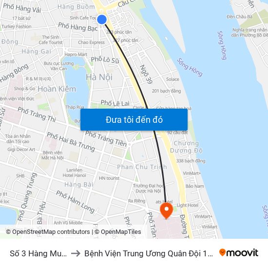 Số 3 Hàng Muối to Bệnh Viện Trung Ương Quân Đội 108 map