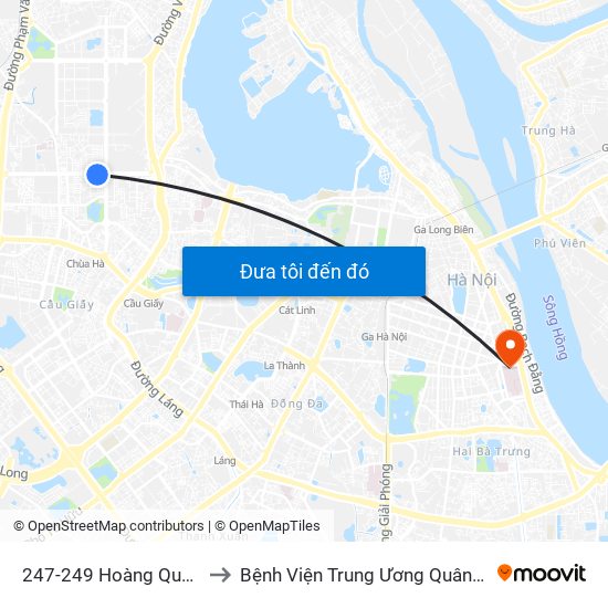 247-249 Hoàng Quốc Việt to Bệnh Viện Trung Ương Quân Đội 108 map