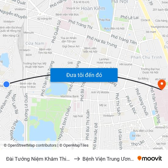 Đài Tưởng Niệm Khâm Thiên - 45 Khâm Thiên to Bệnh Viện Trung Ương Quân Đội 108 map