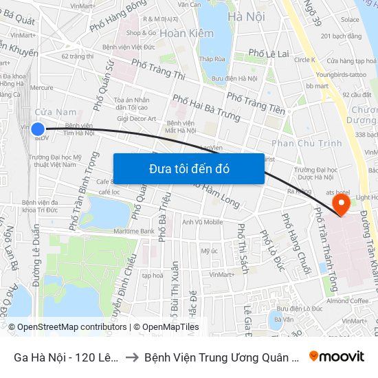 Ga Hà Nội - 120 Lê Duẩn to Bệnh Viện Trung Ương Quân Đội 108 map