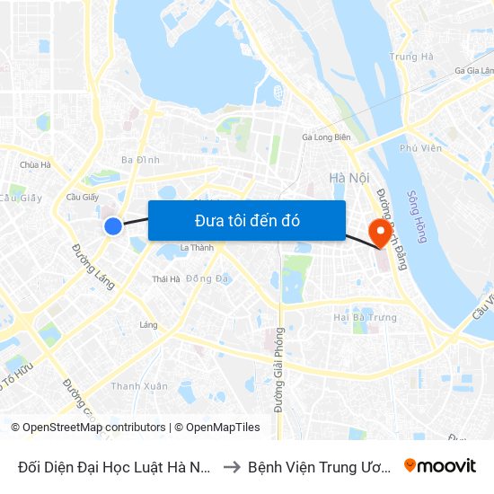Đối Diện Đại Học Luật Hà Nội - Nguyễn Chí Thanh to Bệnh Viện Trung Ương Quân Đội 108 map