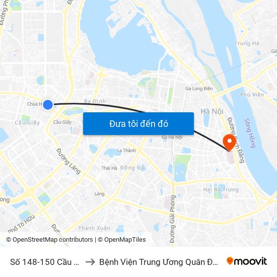 Số 148-150 Cầu Giấy to Bệnh Viện Trung Ương Quân Đội 108 map