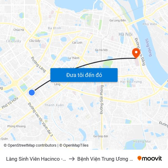 Làng Sinh Viên Hacinco - Nguyễn Tuân to Bệnh Viện Trung Ương Quân Đội 108 map