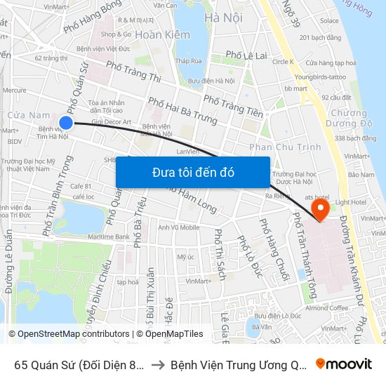 65 Quán Sứ (Đối Diện 80 Quán Sứ) to Bệnh Viện Trung Ương Quân Đội 108 map