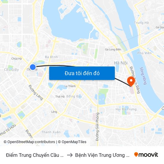 Điểm Trung Chuyển Cầu Giấy - Gtvt 02 to Bệnh Viện Trung Ương Quân Đội 108 map