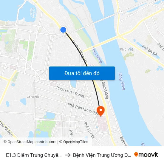E1.3 Điểm Trung Chuyển Long Biên to Bệnh Viện Trung Ương Quân Đội 108 map