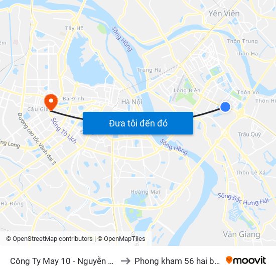 Công Ty May 10 - Nguyễn Văn Linh to Phong kham 56 hai ba trung map
