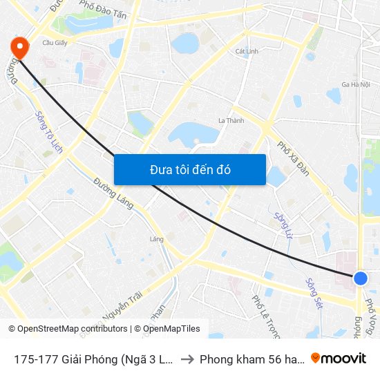175-177 Giải Phóng (Ngã 3 Lê Thanh Nghị) to Phong kham 56 hai ba trung map