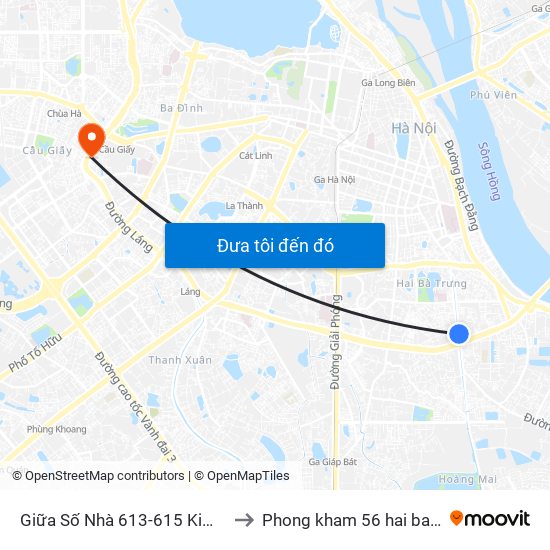 Giữa Số Nhà 613-615 Kim Ngưu to Phong kham 56 hai ba trung map