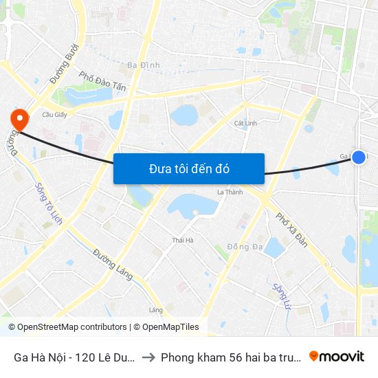 Ga Hà Nội - 120 Lê Duẩn to Phong kham 56 hai ba trung map