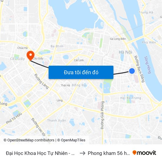 Đại Học Khoa Học Tự Nhiên - 19 Lê Thánh Tông to Phong kham 56 hai ba trung map