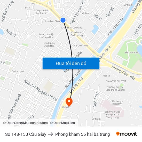 Số 148-150 Cầu Giấy to Phong kham 56 hai ba trung map