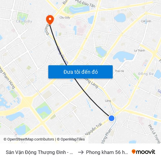 Sân Vận Động Thượng Đình - 129 Nguyễn Trãi to Phong kham 56 hai ba trung map