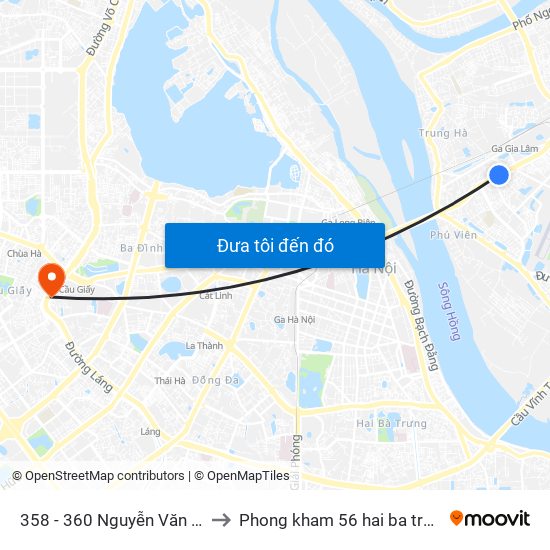 358 - 360 Nguyễn Văn Cừ to Phong kham 56 hai ba trung map