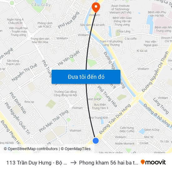 113 Trần Duy Hưng - Bộ Khcn to Phong kham 56 hai ba trung map