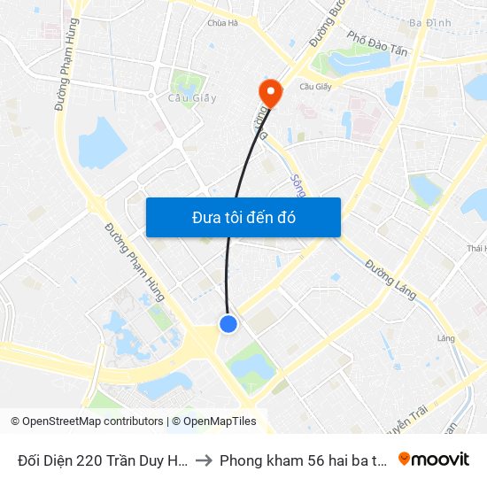 Đối Diện 220 Trần Duy Hưng to Phong kham 56 hai ba trung map