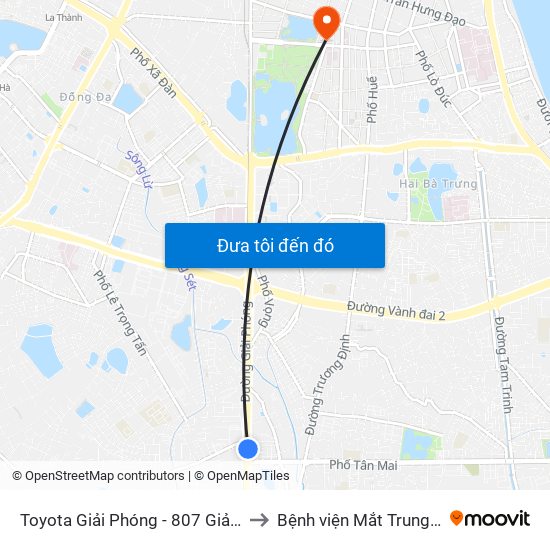 Toyota Giải Phóng - 807 Giải Phóng to Bệnh viện Mắt Trung Ương map