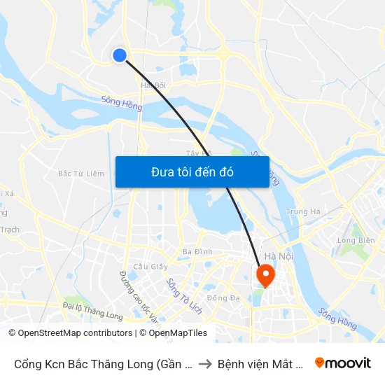 Cổng Kcn Bắc Thăng Long (Gần Cầu Vượt Bộ Hành) to Bệnh viện Mắt Trung Ương map