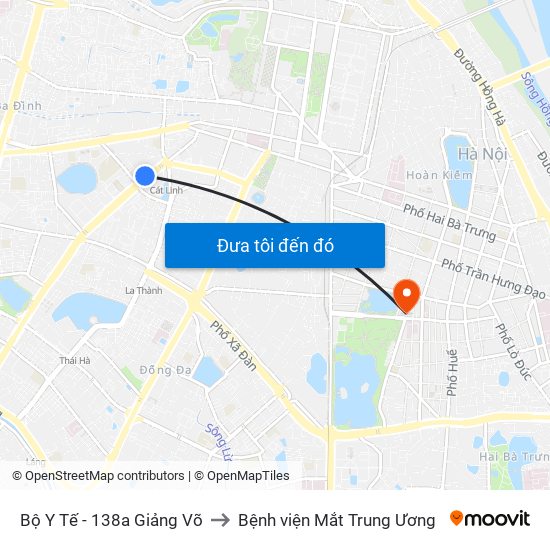 Bộ Y Tế - 138a Giảng Võ to Bệnh viện Mắt Trung Ương map