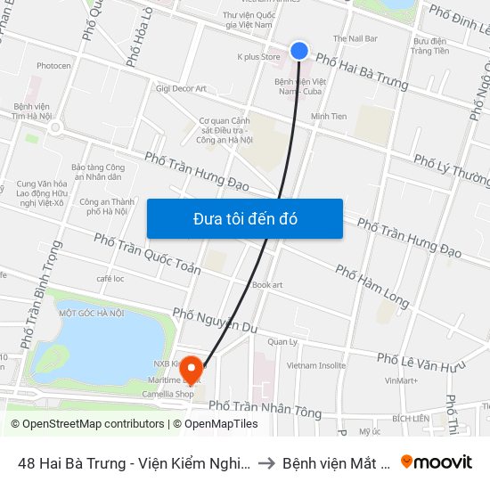 48 Hai Bà Trưng - Viện Kiểm Nghiệm Thuốc Trung Ương to Bệnh viện Mắt Trung Ương map