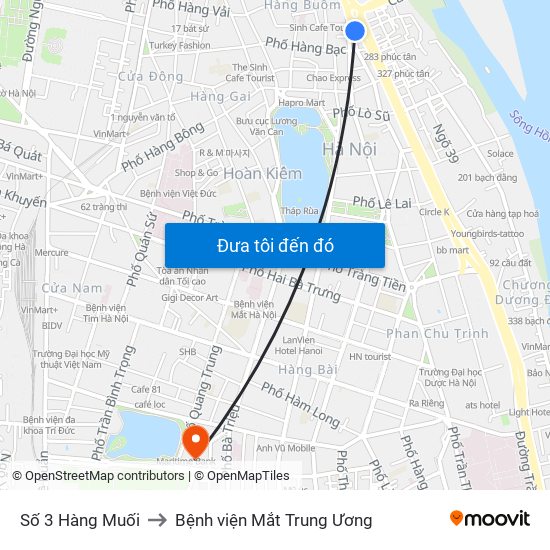 Số 3 Hàng Muối to Bệnh viện Mắt Trung Ương map