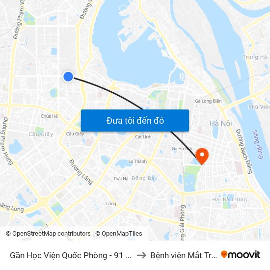 Gần Học Viện Quốc Phòng - 91 Hoàng Quốc Việt to Bệnh viện Mắt Trung Ương map