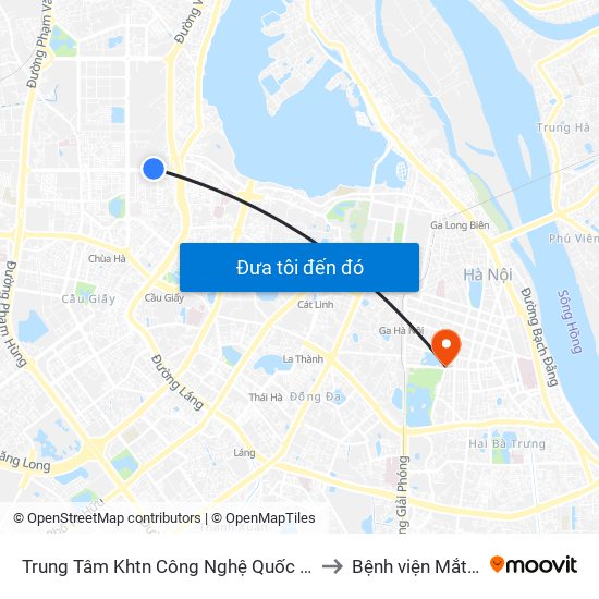 Trung Tâm Khtn Công Nghệ Quốc Gia - 18 Hoàng Quốc Việt to Bệnh viện Mắt Trung Ương map