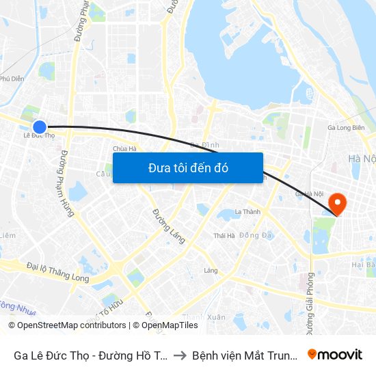 Ga Lê Đức Thọ - Đường Hồ Tùng Mậu to Bệnh viện Mắt Trung Ương map