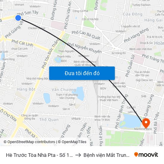 Hè Trước Tòa Nhà Pta - Số 1 Kim Mã to Bệnh viện Mắt Trung Ương map