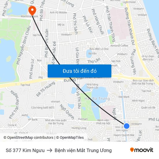 Số 377 Kim Ngưu to Bệnh viện Mắt Trung Ương map