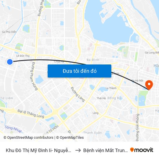Khu Đô Thị Mỹ Đình Ii- Nguyễn Cơ Thạch to Bệnh viện Mắt Trung Ương map
