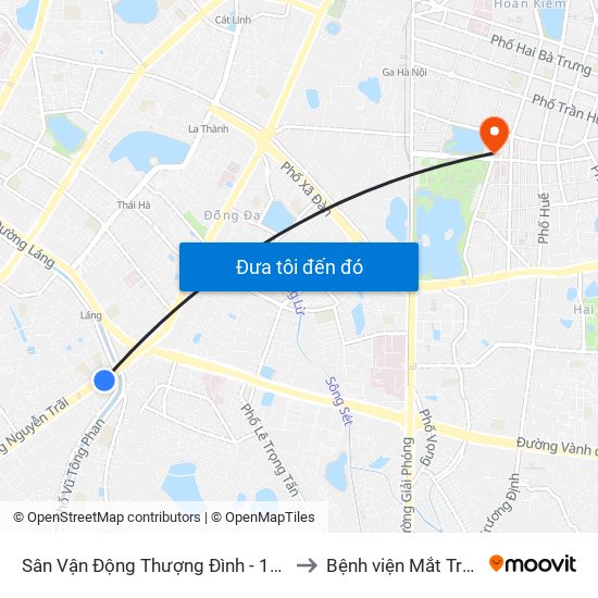 Sân Vận Động Thượng Đình - 129 Nguyễn Trãi to Bệnh viện Mắt Trung Ương map